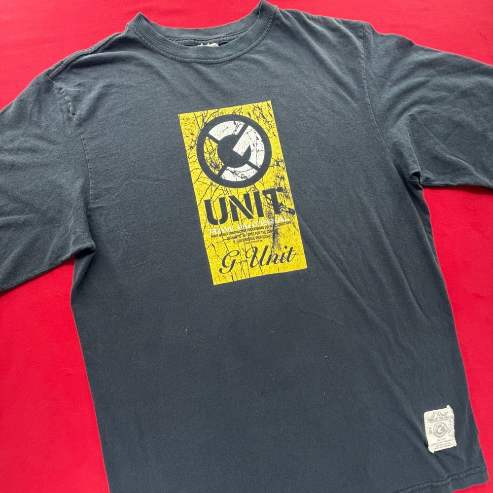 Vintage G-Unit T Shirt Mens Large Black Yellow Hip Hop 50‎ Cent Y2K Graphic Tee